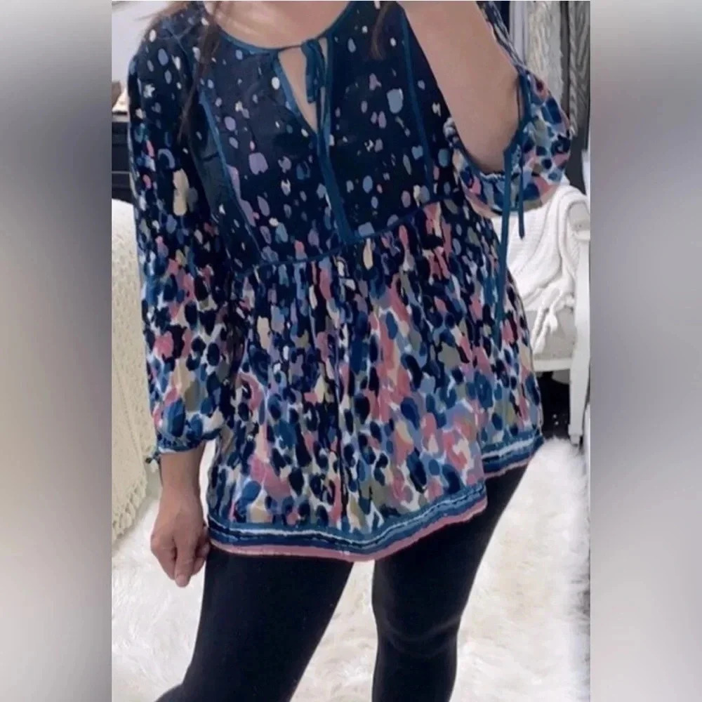 WEEKEND Suzanne Betro tunic balloon long sleeve ties at neck and wrists size 3X